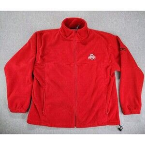 Ohio State Buckeyes Jacket Mens Large XL Red Fleece Full Zip‎ OSU Football Coat
